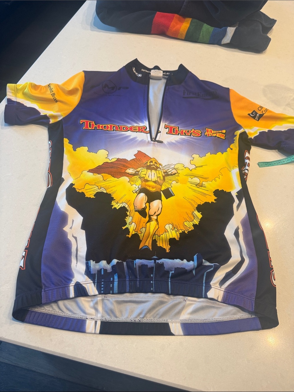 SUGOI Purple, Yellow & Black Thunder Thys Cycling Jersey